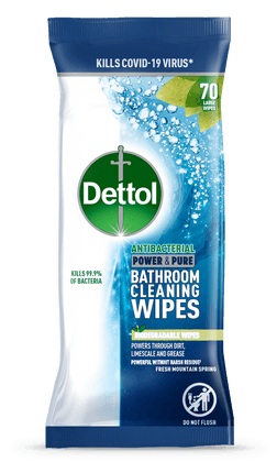 Dettol Power & Pure Bathroom Wipes 70pk