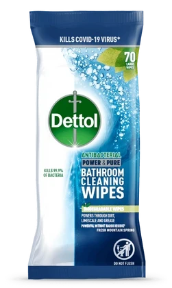 Dettol Power & Pure Bathroom Wipes 70pk