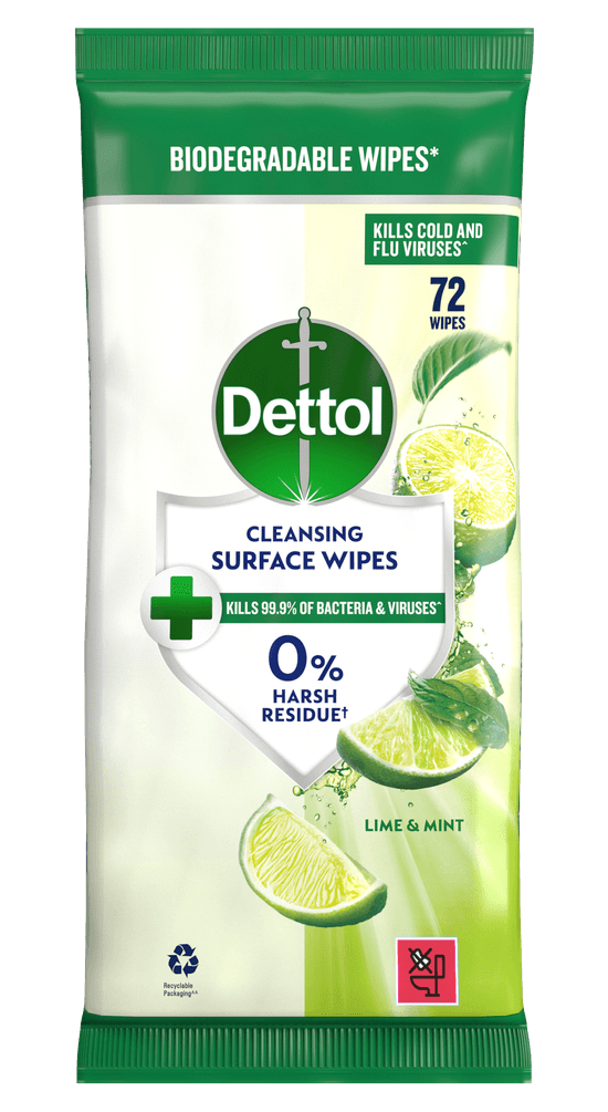 Dettol Cleansing Surface Wipes Lime & Mint 72s