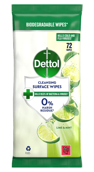 Dettol Cleansing Surface Wipes Lime & Mint 72s