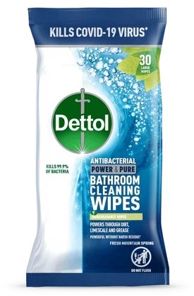 Dettol Power & Pure Bathroom Wipes 30pk