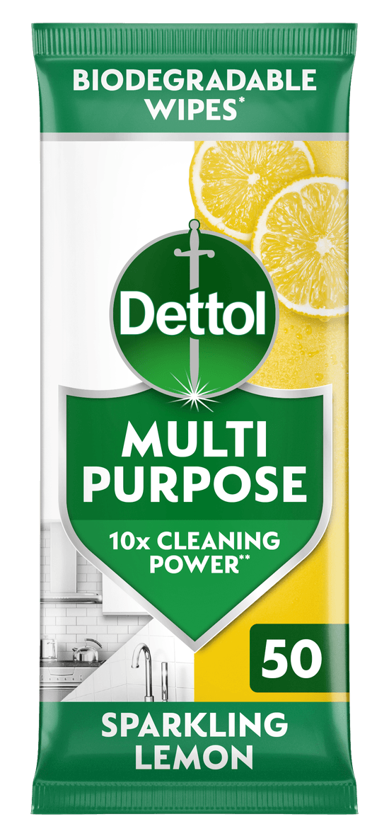 Dettol Multipurpose Cleaning Wipes Sparkling Lemon 50s