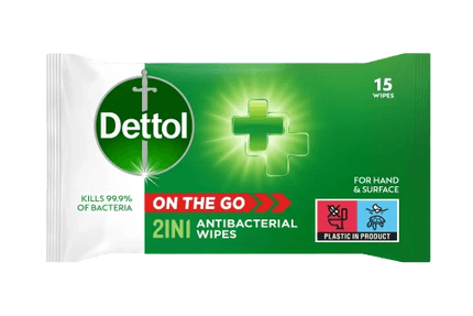 DETTOL ON THE GO 2IN1 ANTIBACTERIAL WIPES PACKSHOT