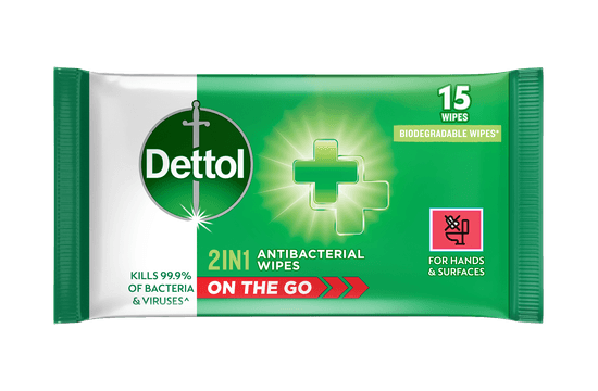 Dettol On The Go 2in1 Antibacterial Wipes 15s
