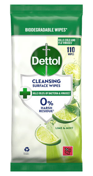 Dettol Cleansing Surface Wipes Lime & Mint 110s