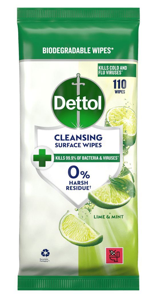 Dettol Cleansing Surface Wipes Lime & Mint 110s